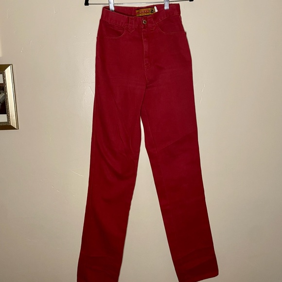 VTG Cherry Red Straight Leg Denim - Picture 8 of 11